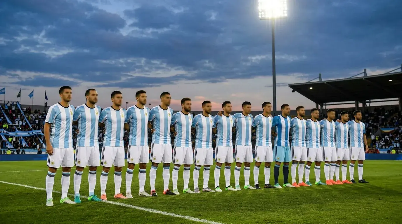 Argentina national football team celebrating with Lionel Messi at World Cup 2026