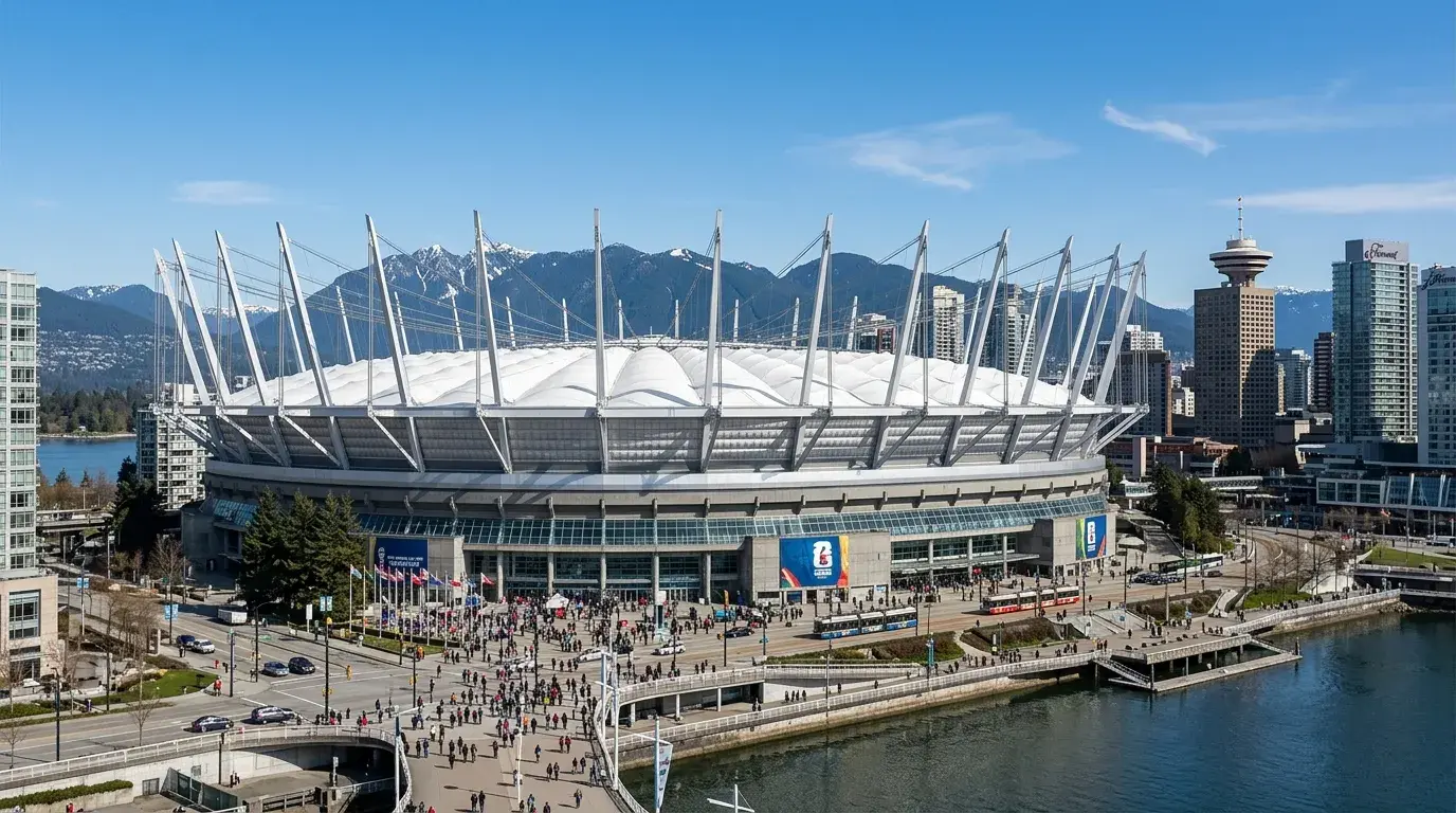 BC Place Stadium in Vancouver Canada exterior showing the retractable roof venue for World Cup 2026