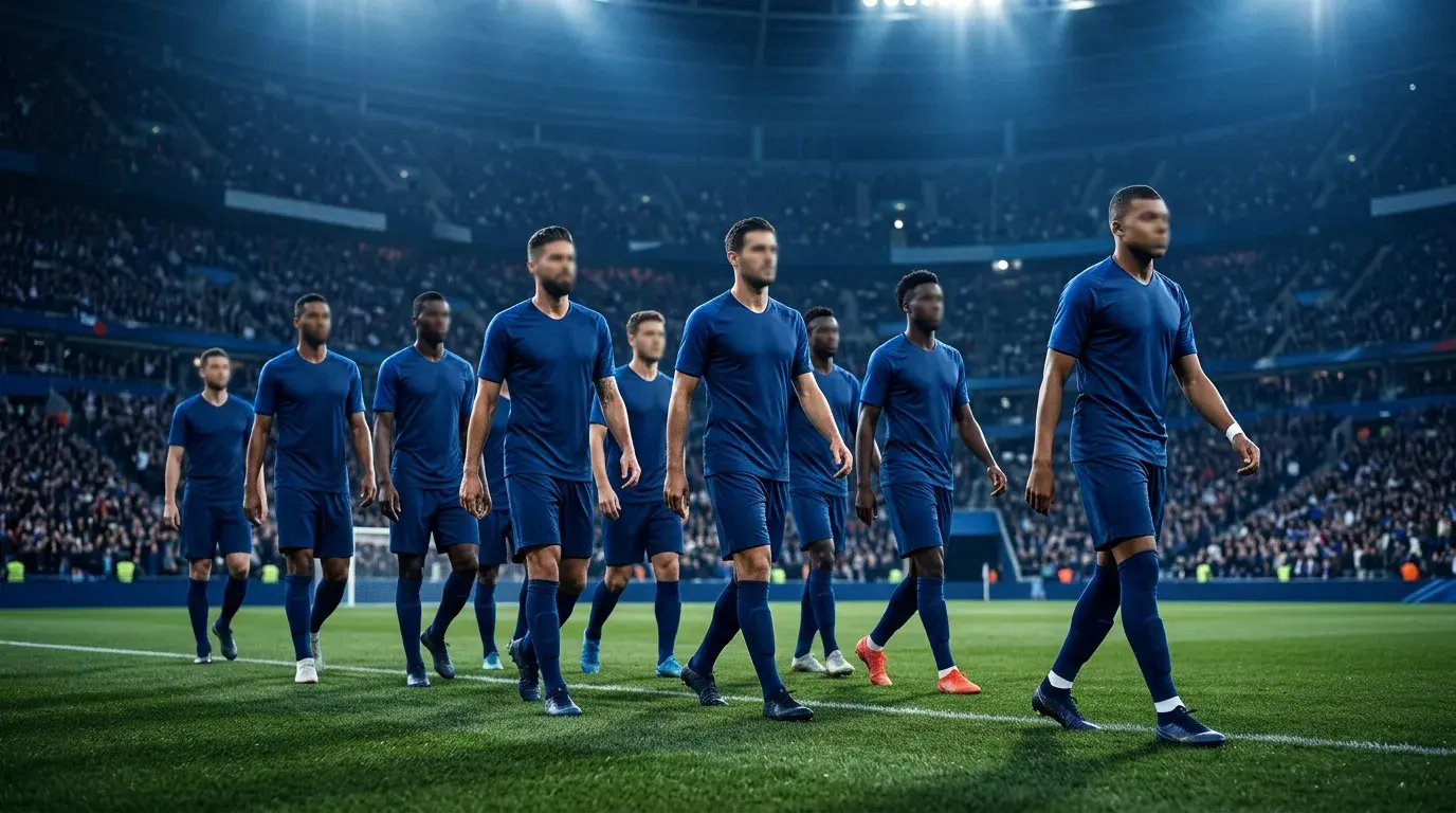 France national football team players in blue jerseys at World Cup 2026