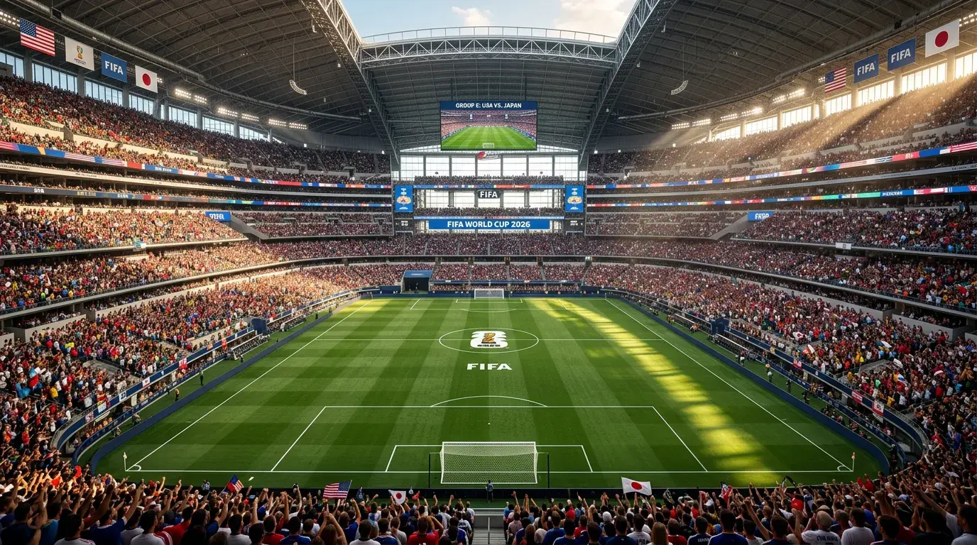 World Cup 2026 Group E featuring Germany, Curaçao, Ivory Coast and Ecuador national team emblems