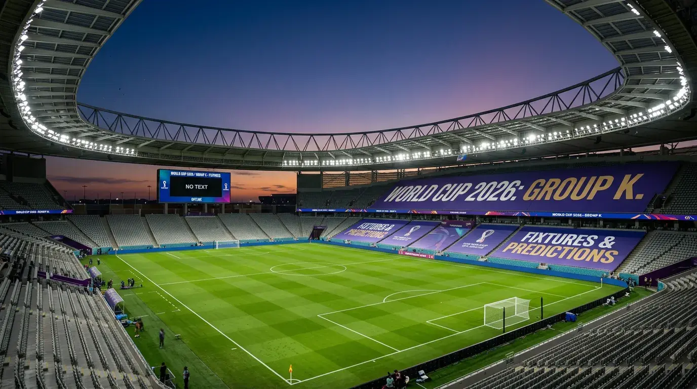 World Cup 2026 Group K featuring Portugal, Uzbekistan, Colombia and DR Congo national team emblems