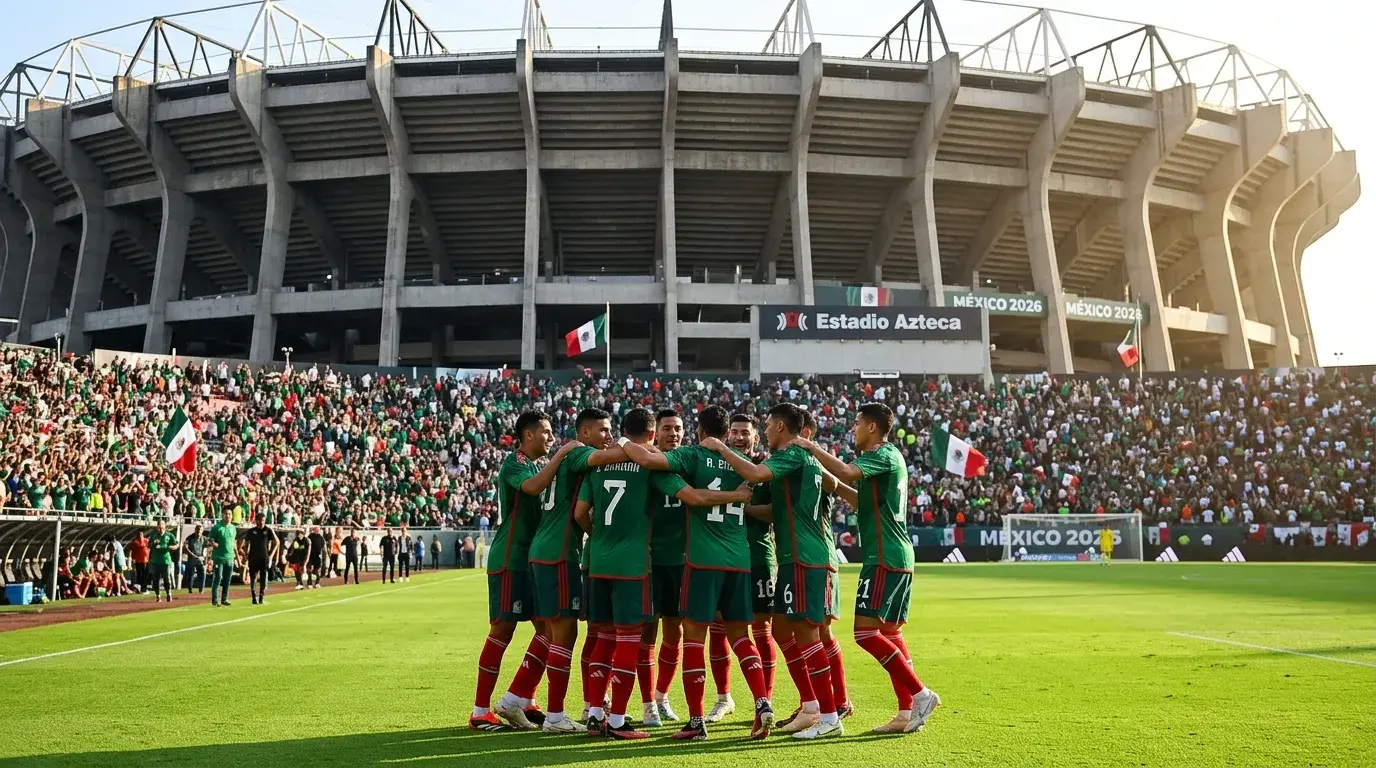 Mexico national football team players in green kit at World Cup 2026