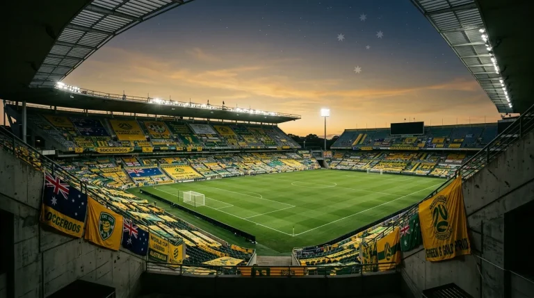 Montage of Australian national football team historic moments from 1974 debut through modern era World Cup campaigns