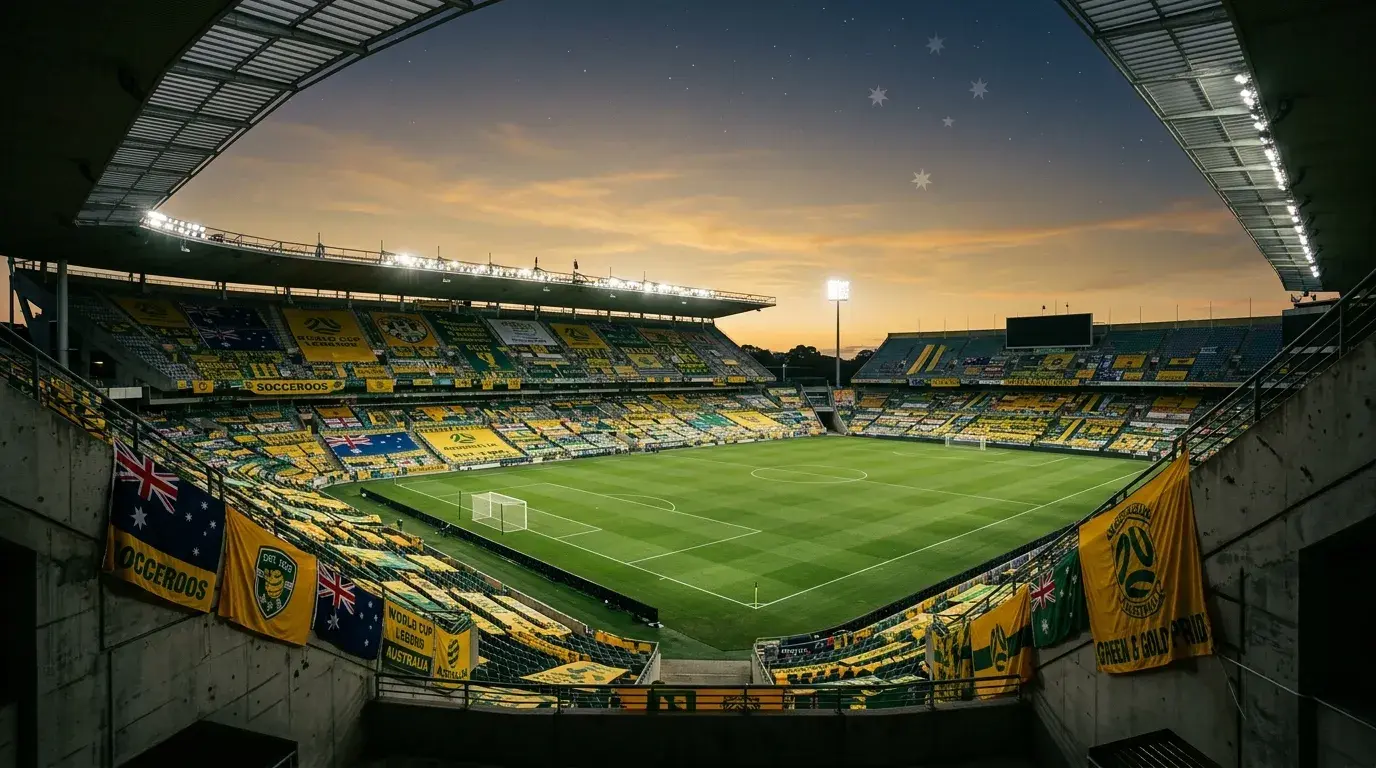 Montage of Australian national football team historic moments from 1974 debut through modern era World Cup campaigns