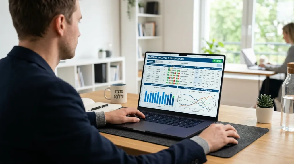Laptop screen displaying multiple bookmaker websites with World Cup odds comparison charts